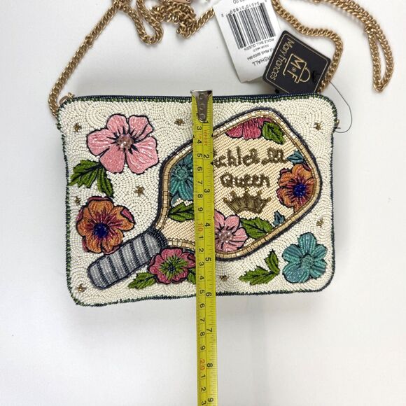 Mary Frances Pickle Ball Queen Crossbody Purse Bag Beaded Sparkle Crown NEW - Picture 8 of 12